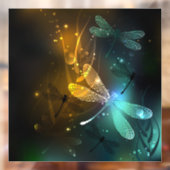 Groene lichtgevende libelvlucht raamsticker (Vel 2)