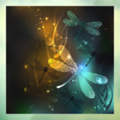 Groene lichtgevende libelvlucht raamsticker (Vel 3)