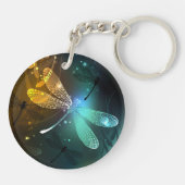 Groene lichtgevende libelvlucht sleutelhanger (Achterkant)