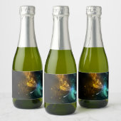 Groene lichtgevende libelvlucht sparkling wijnetiket (Flessen)