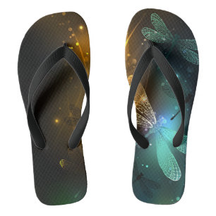 Groene lichtgevende libelvlucht teenslippers
