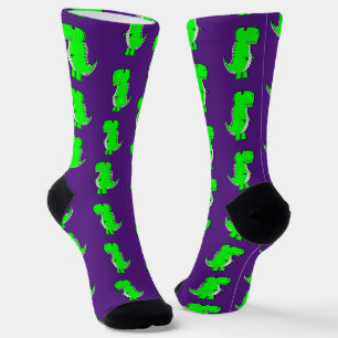 Groene Lieve Dino Paars Sokken