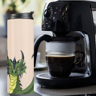 Groene Lieve Draak Portret Perzik Fantasie Thermosbeker