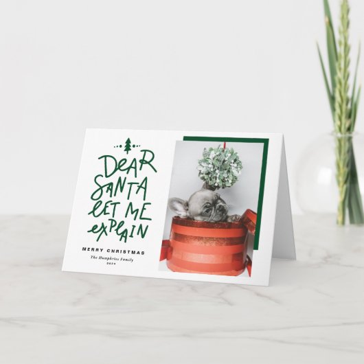 Groene Lieve Sint Laat Me Uitleggen Foto Kerstmis Feestdagen Kaart (Voorkant)