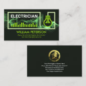 Groene Lightning Wire Lijst Electricia-contractant Visitekaartje (Voorkant / Achterkant)