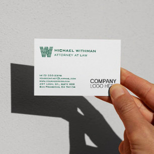 GROENE LIJN MONOGRAM ZAKENLOGO PROFESSIONEEL VISITEKAARTJE