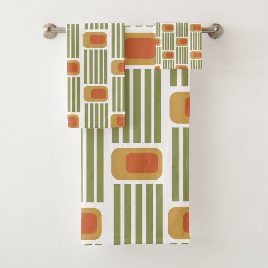 Groene lijnen en dozen bad handdoek (Insitu)