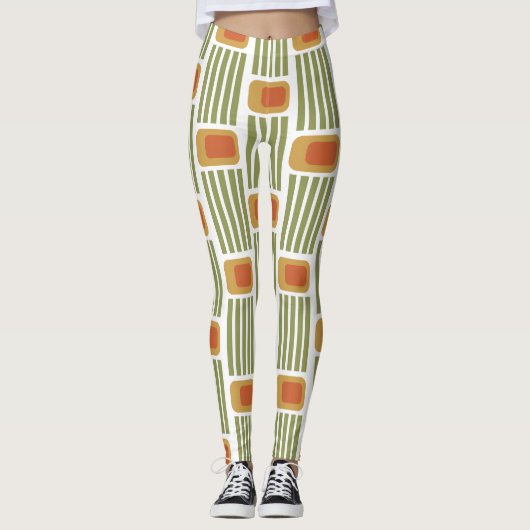 Groene lijnen en dozen leggings (Voorkant)