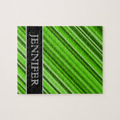 Groene lijnen/strips Patroon + aangepaste naam Puz Legpuzzel (Horizontaal)