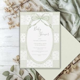 Groene lijst Elegante strik Baby Shower Kaart
