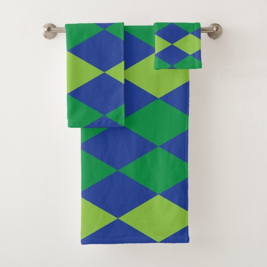 Groene Lime Groene Diamant Geruite Patroon Bad Handdoek (Insitu)