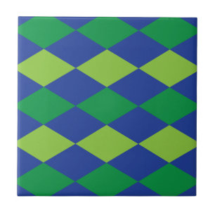Groene Lime Groene Ruit Geruite Patroon Tegeltje