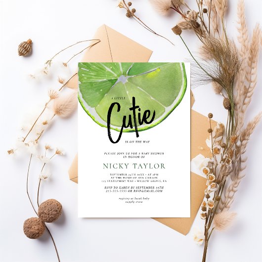 Groene Limoen Citrus Baby shower Kaart