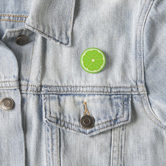 Groene Limoen Citrus Fruit Slice Ronde Button 3,2 Cm (In situ)