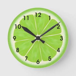 Groene Limoen Citrus Fruit Slice Ronde Klok