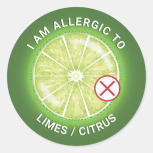 Groene Limoen Citrus Fruit Voedselallergie Bewustz Ronde Sticker
