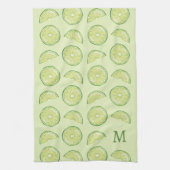 Groene Limoen Citrusvruchten met aangepaste monogr Theedoek (Verticaal)