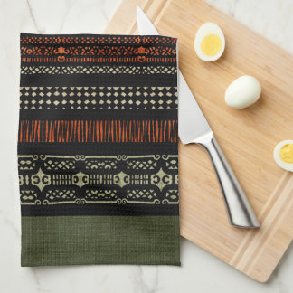 Groene Linen Tribal Patroon Theedoek