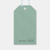 Groene linnen Simple Script Welkom Trouwcadeau-eti Cadeaulabel (Achterkant)