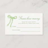 Groene lint bruiloft bruidsshower Raad hoeveel kaa Informatiekaartje (Voorkant)