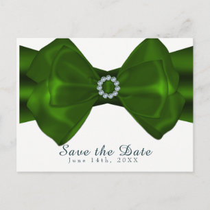 Groene lint & diamanten Elegante glamour 'Save the Aankondigingskaart