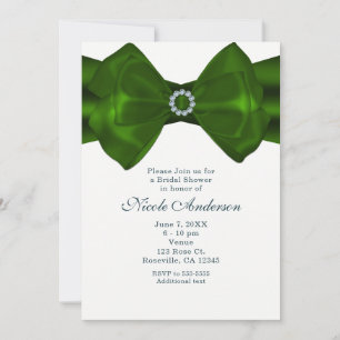 Groene lint & diamanten elegante glamour uitnodigi kaart