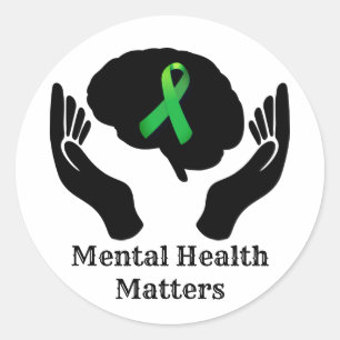 Groene lint en bewustwording van geestelijke gezon ronde sticker