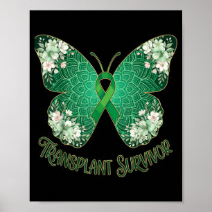 Groene Lint Vlinder Mandala Transplantatie Overlev Poster