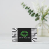 Groene Lips Makeup Artis Modern Zebra Huid Visitekaartje (Staand voorkant)