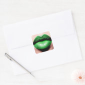 Groene lipstick Square Sticker (Envelop)