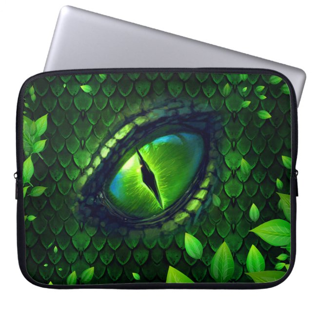 Groene Lizard Eye Laptop Bag Sleeve (Voorkant)