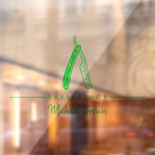 groene logo zakelijke scheermes barber raamsticker (Vel 2)
