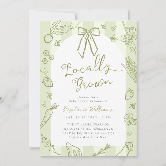Groene lokaal geteelde boeren Baby shower uitnodig Kaart (Voorkant)
