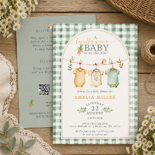 Groene Lokale Babyklerenlijn Baby Shower Kaart