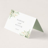 Groene loof botanische bruiloft plaats kaart (Achterkant)