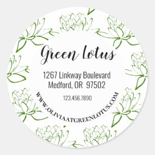 Groene Lotus Modern DIY Business Address Sticker