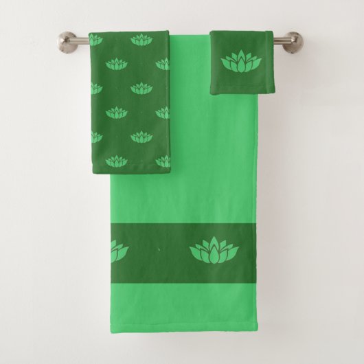Groene lotusbloem patroon bad handdoek (Insitu)