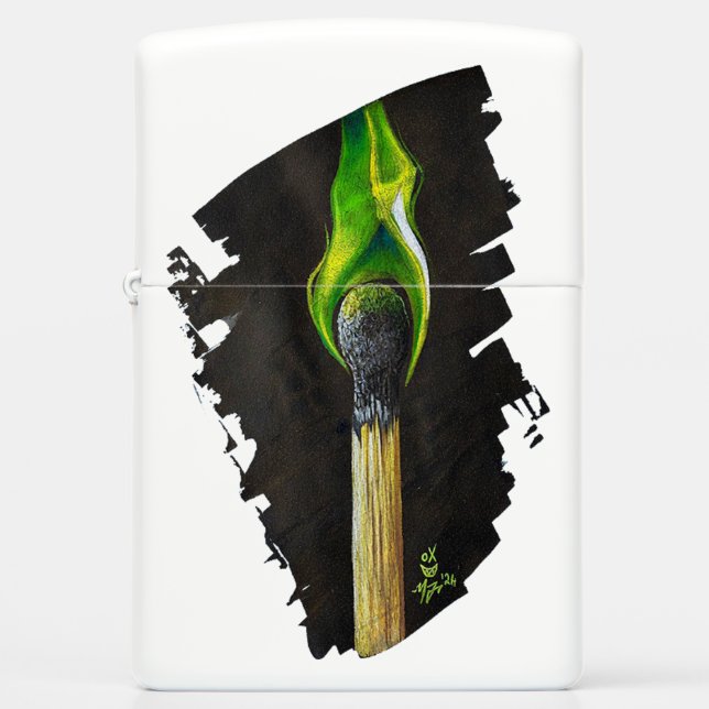 Groene lucifer zippo (Voorkant)