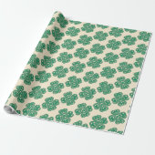 Groene Lucky Clover Keltische Knoop Inpakpapier (Uitgerold)
