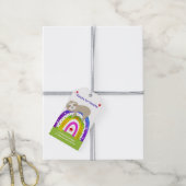Groene Luiaard Boho Regenboog Moderne Verjaardag D Cadeaulabel (Met Touw)