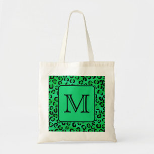 Groene luipaard afdrukken met aangepaste monogram. tote bag