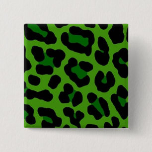 Groene Luipaard Speld Vierkante Button 5,1 Cm