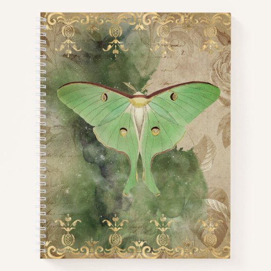 Groene Luna Moth Notitieboek (Voorkant)
