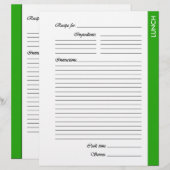 Groene LUNCH tweezijdige Recipe Pages (Voorkant / Achterkant)