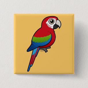 Groene Macaw Vierkante Button 5,1 Cm