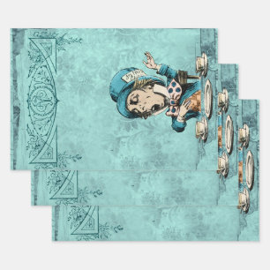  Groene Mad Hatter in Wonderland Inpakpapier Vel