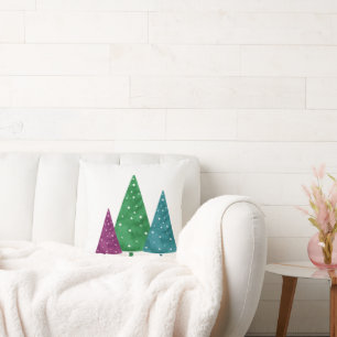 Groene Magenta Blauwgroen Waterverf Bomen Kussen