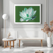 Groene Magnolia Bloem Waterverf Wall Art Print