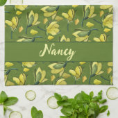Groene Magnolia Bloemen gepersonaliseerd Theedoek (Gevouwen)