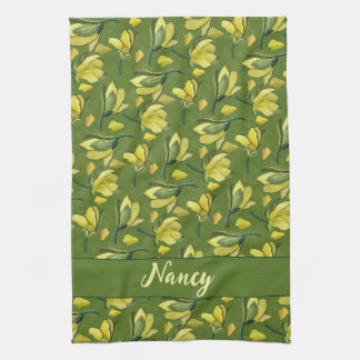 Groene Magnolia Bloemen gepersonaliseerd Theedoek